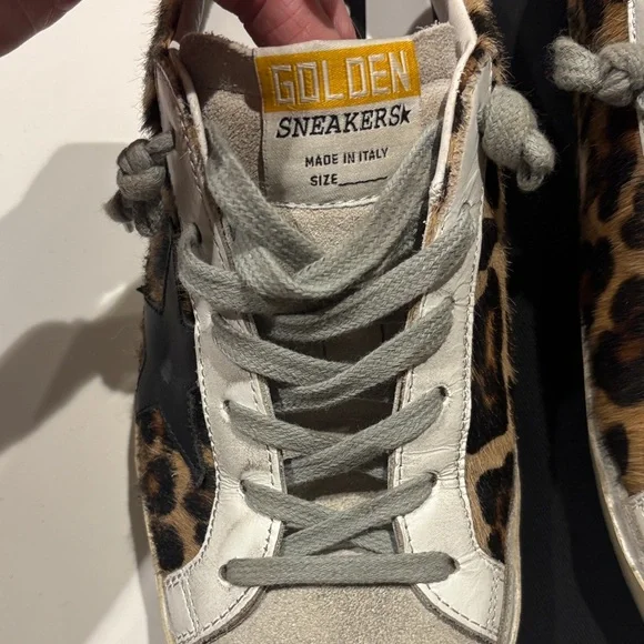 Golden Goose White and Leopard Sneakers
